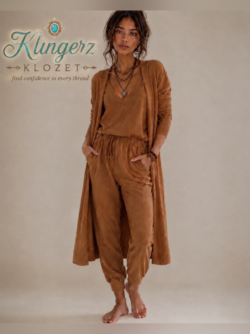 Women's Brown  Jogger Jumpsuit Set by Three birds nest